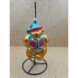 Potpourri Designs Blown Glass Ornament Chubby Happy Dancing Teddy Bear Poland 96